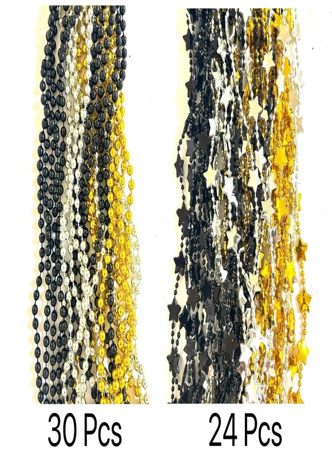 GZYSSL 81 Pcs Happy New Year Beads Necklaces - Black, Gold, Silver - New Year Eve Bulk Accessories & Decorations - Image 4